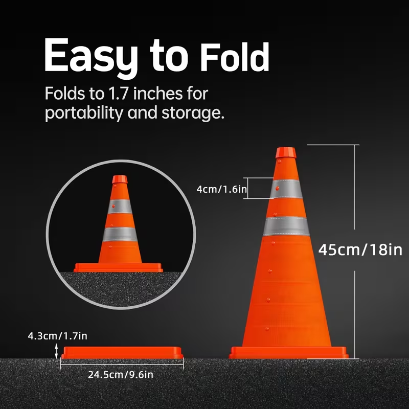 Road Traffic Cone - 45 cm opvouwbare telescopische verkeerskegels met