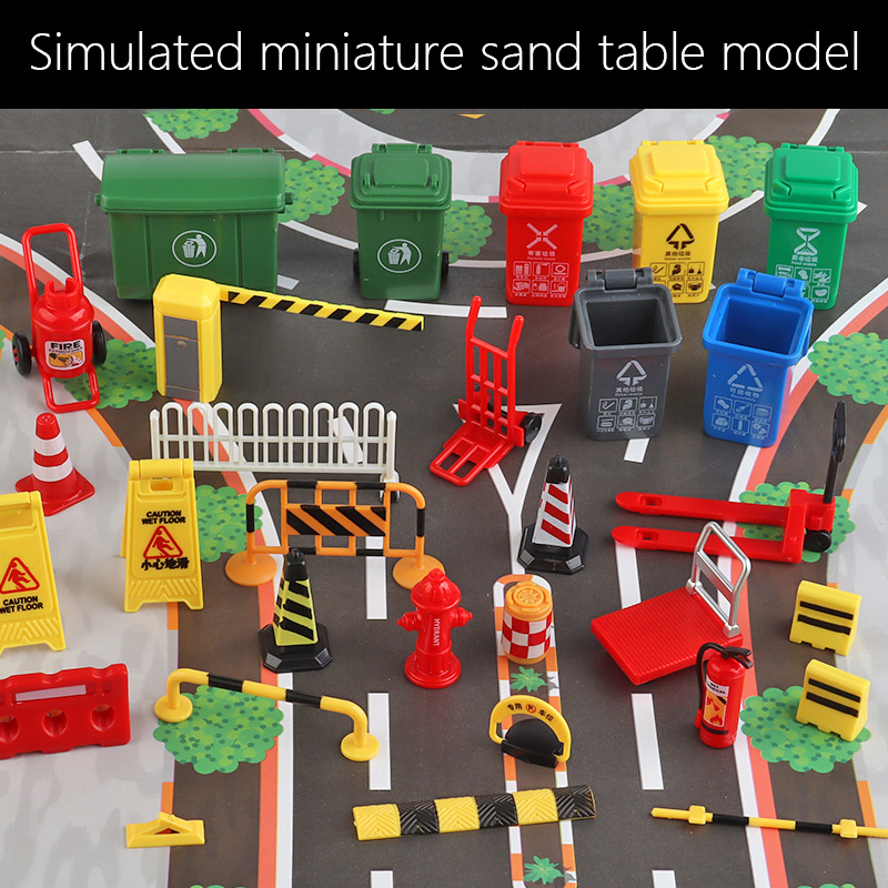 Road Traffic Cone - 15/17/19-delige mini-weglandschapsmodelset, prullenbak, verkeerskegel, barricade-modelsets, DIY