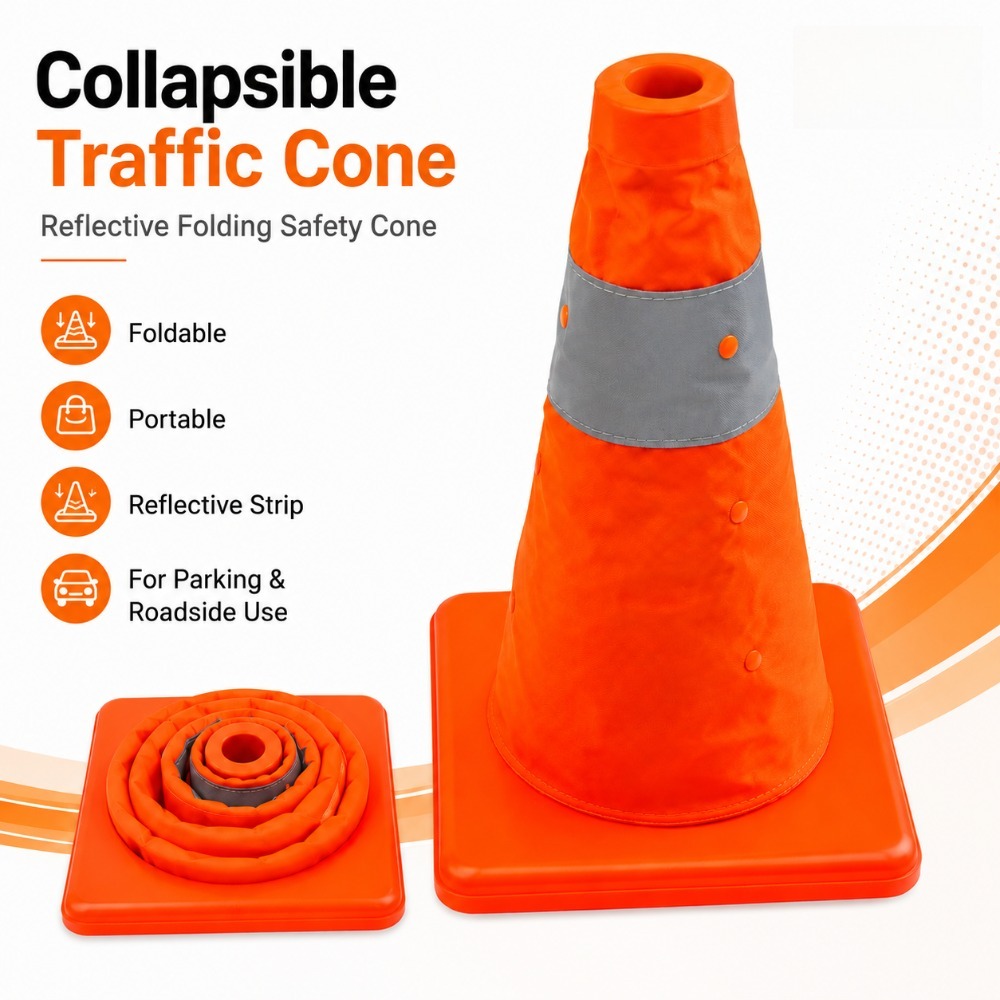 Road Traffic Cone - Inklapbare reflecterende verkeerskegel, noodwegveiligheidskegel, draagbare auto-aanvalskogel