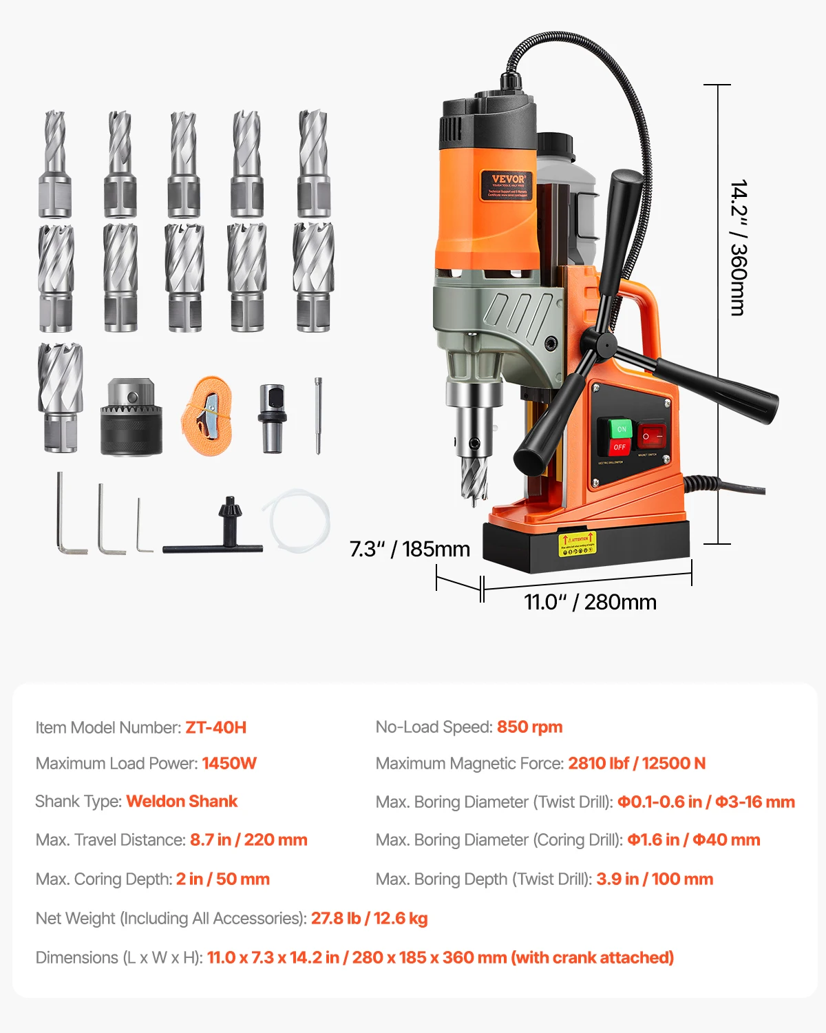 1450W Magnetische Boor 2 